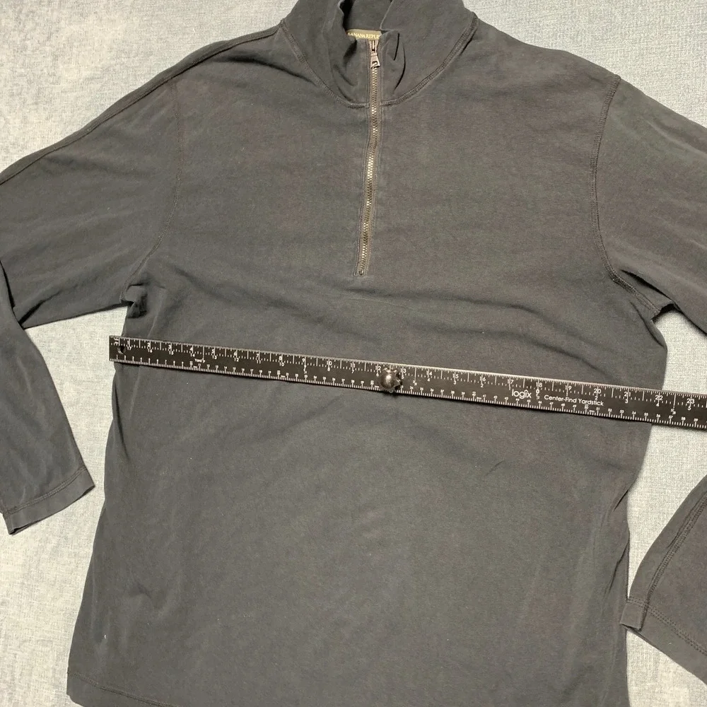 Banana Republic 1/4 Zip Pullover Mens XL Black Cotton Stretch Casual Long Sleeve